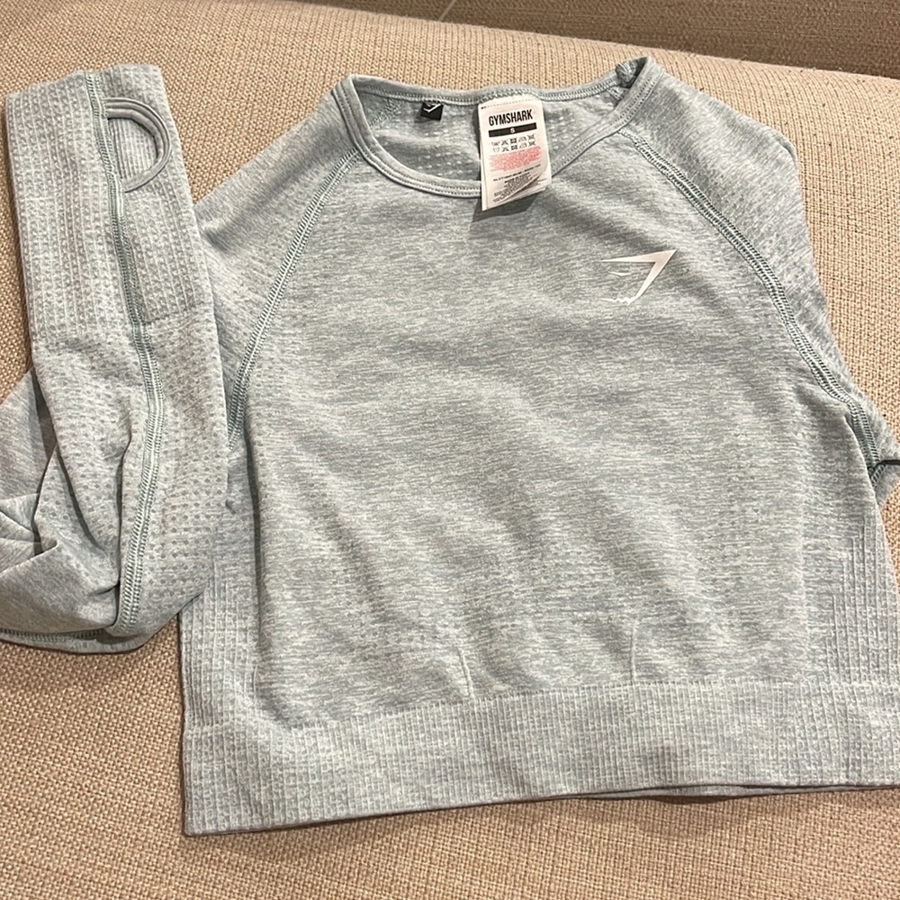 Gymshark vital Seamless long sleeve crop top light green marl